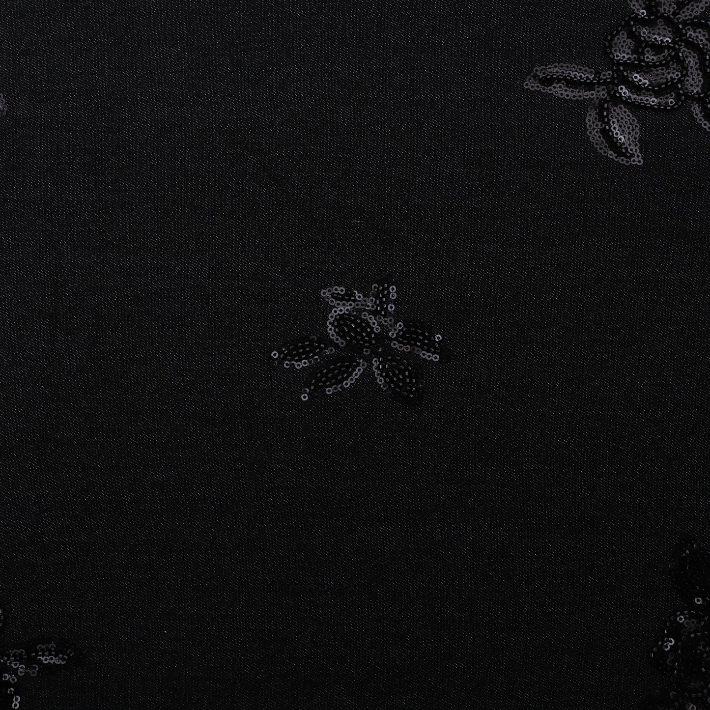 Black Color Denim Embroidery Fabric