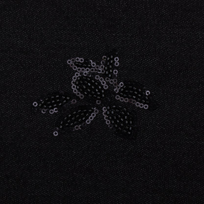 Black Color Denim Embroidery Fabric