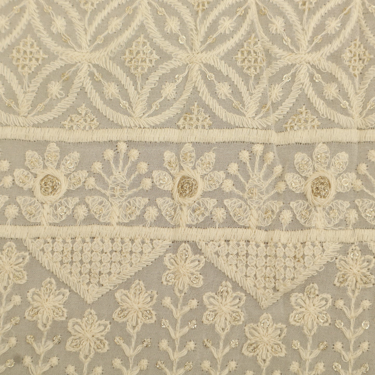White Georgette Embroidery Fabric