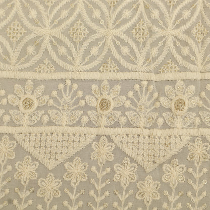 White Georgette Embroidery Fabric