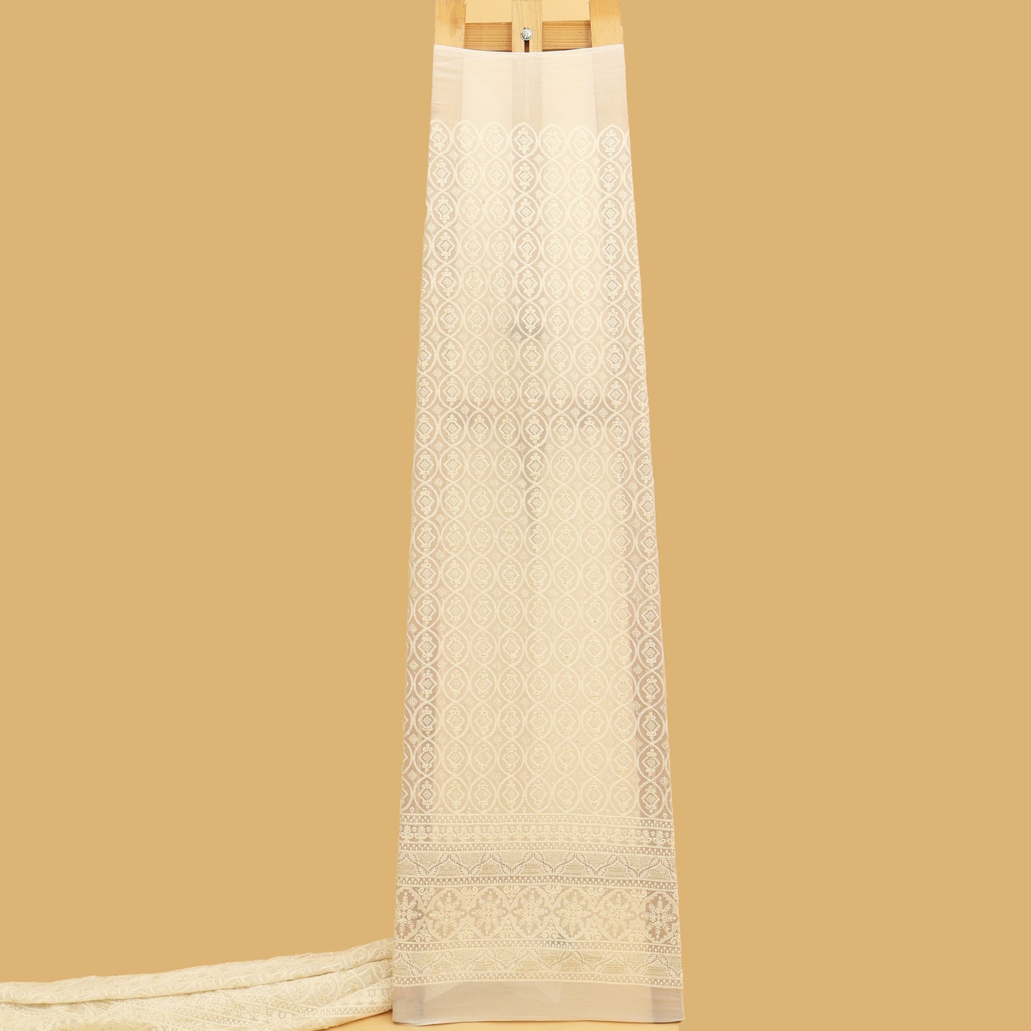 White Georgette Embroidery Fabric