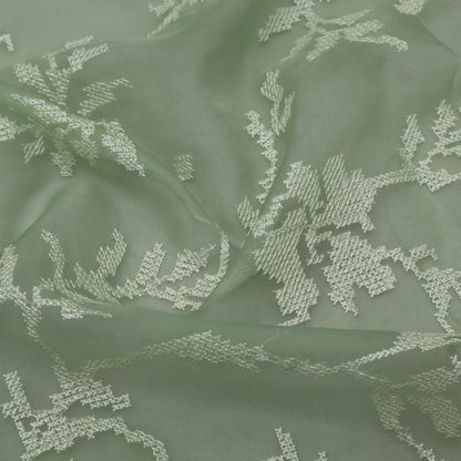Mint Green Color Organza Embroidery Fabric