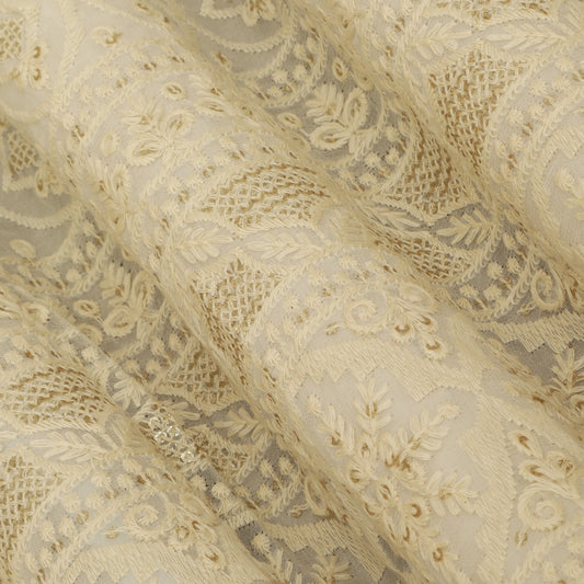 White Georgette Embroidery Fabric