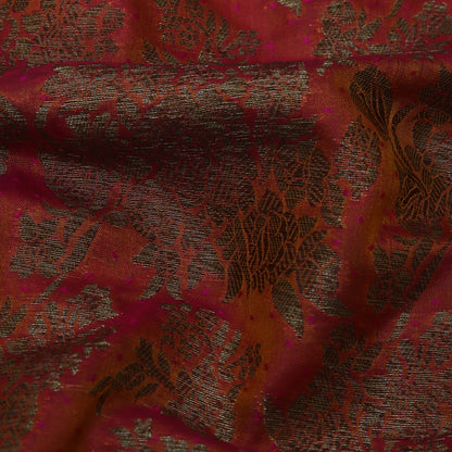 Orange Color Antique Brocade Fabric