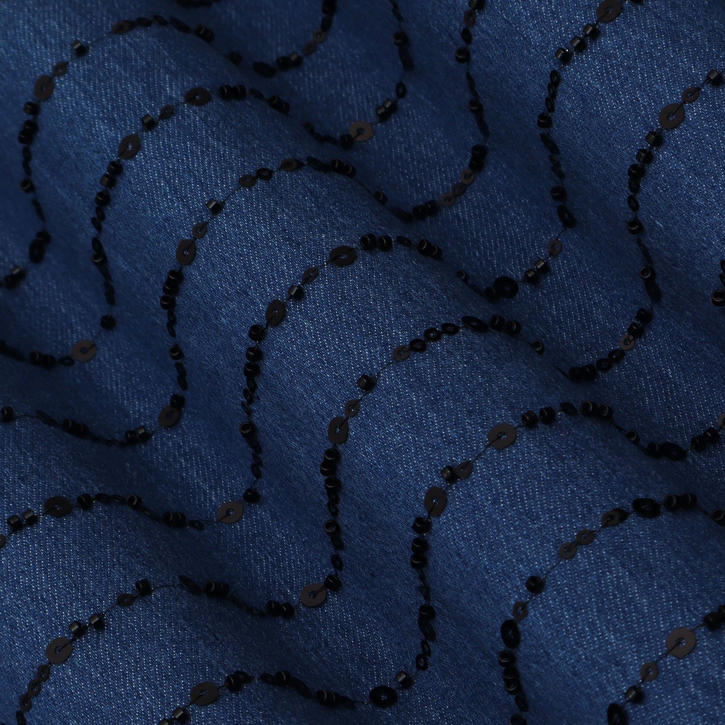 Blue Color Denim Embroidery Fabric