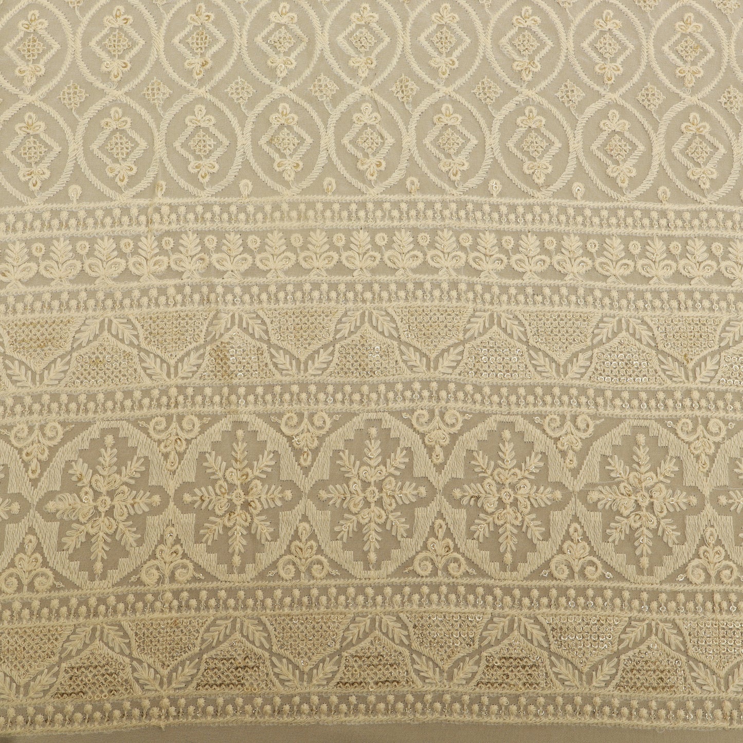 White Georgette Embroidery Fabric