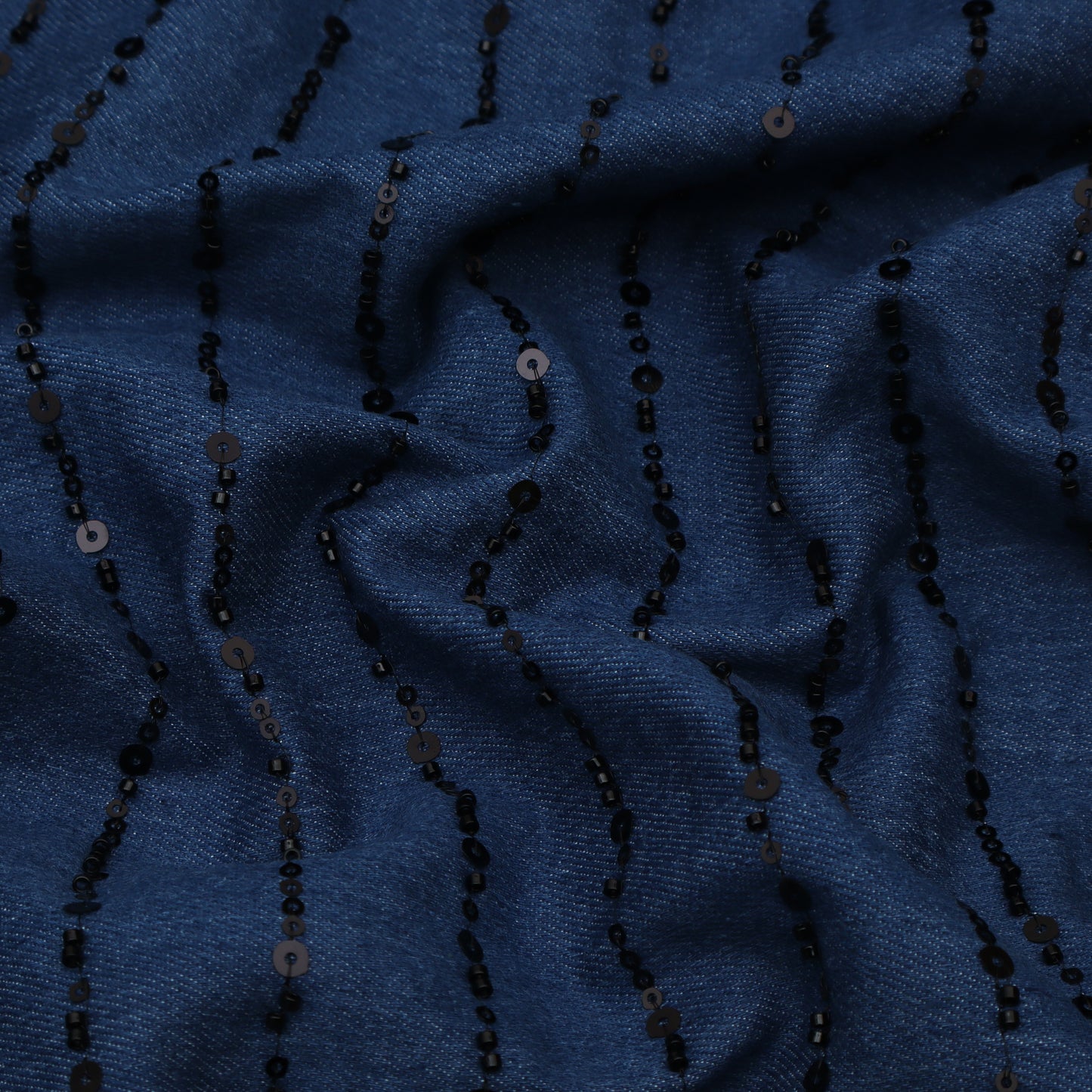 Blue Color Denim Embroidery Fabric