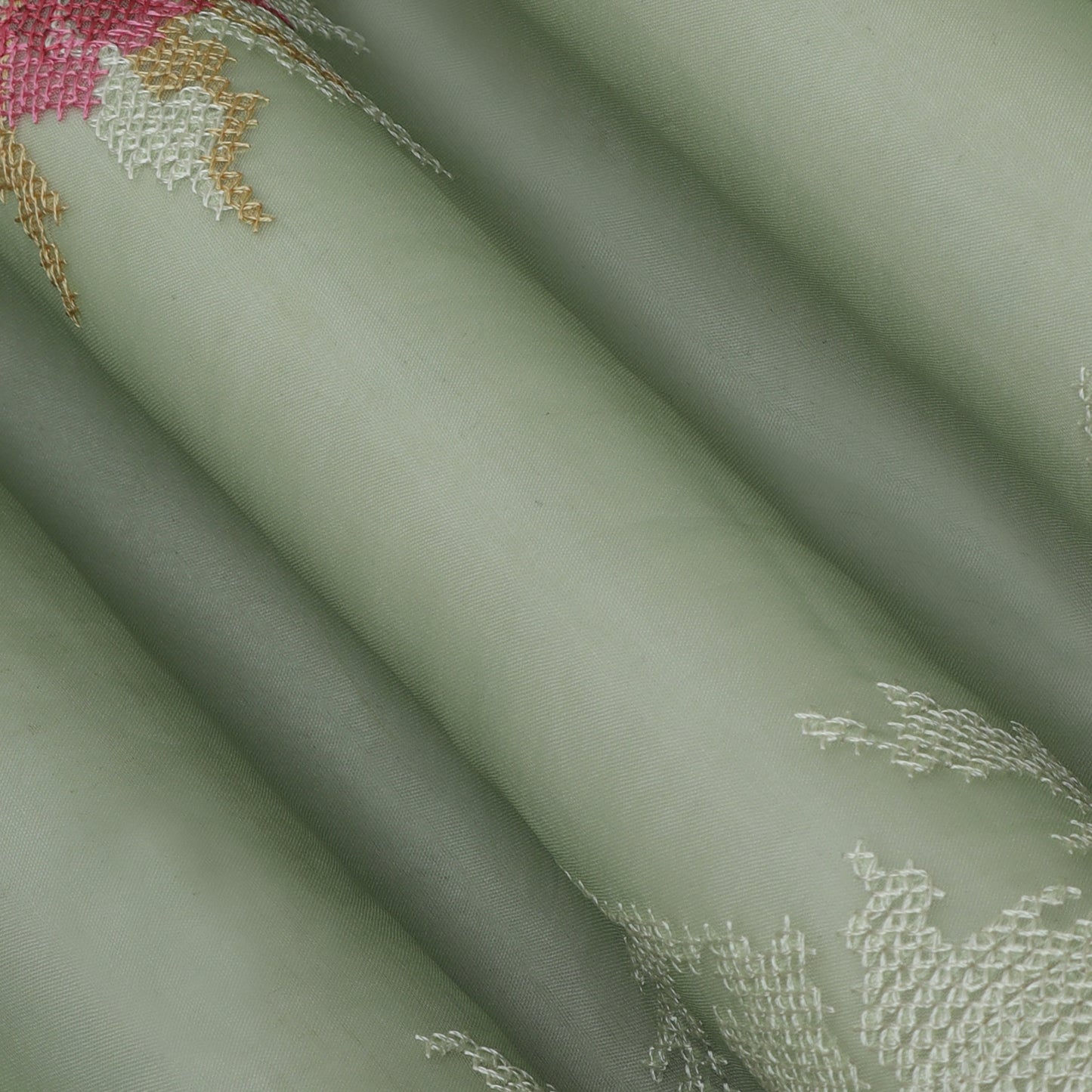 Mint Green Color Organza Embroidery Fabric