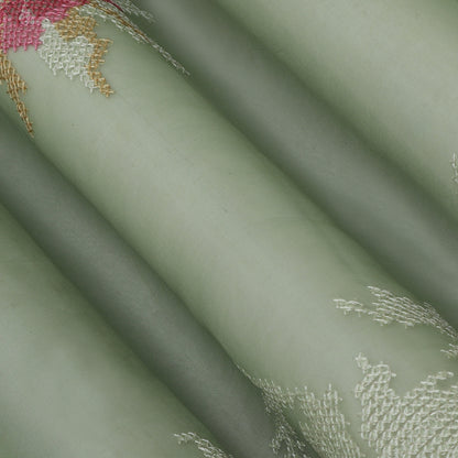 Mint Green Color Organza Embroidery Fabric
