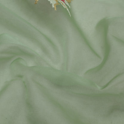 Mint Green Color Organza Embroidery Fabric