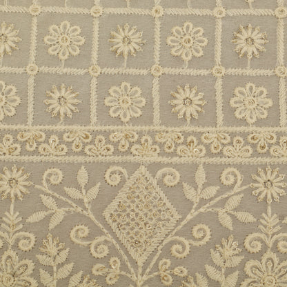 White Georgette Embroidery Fabric
