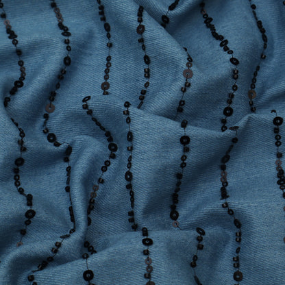 Blue Color Denim Embroidery Fabric