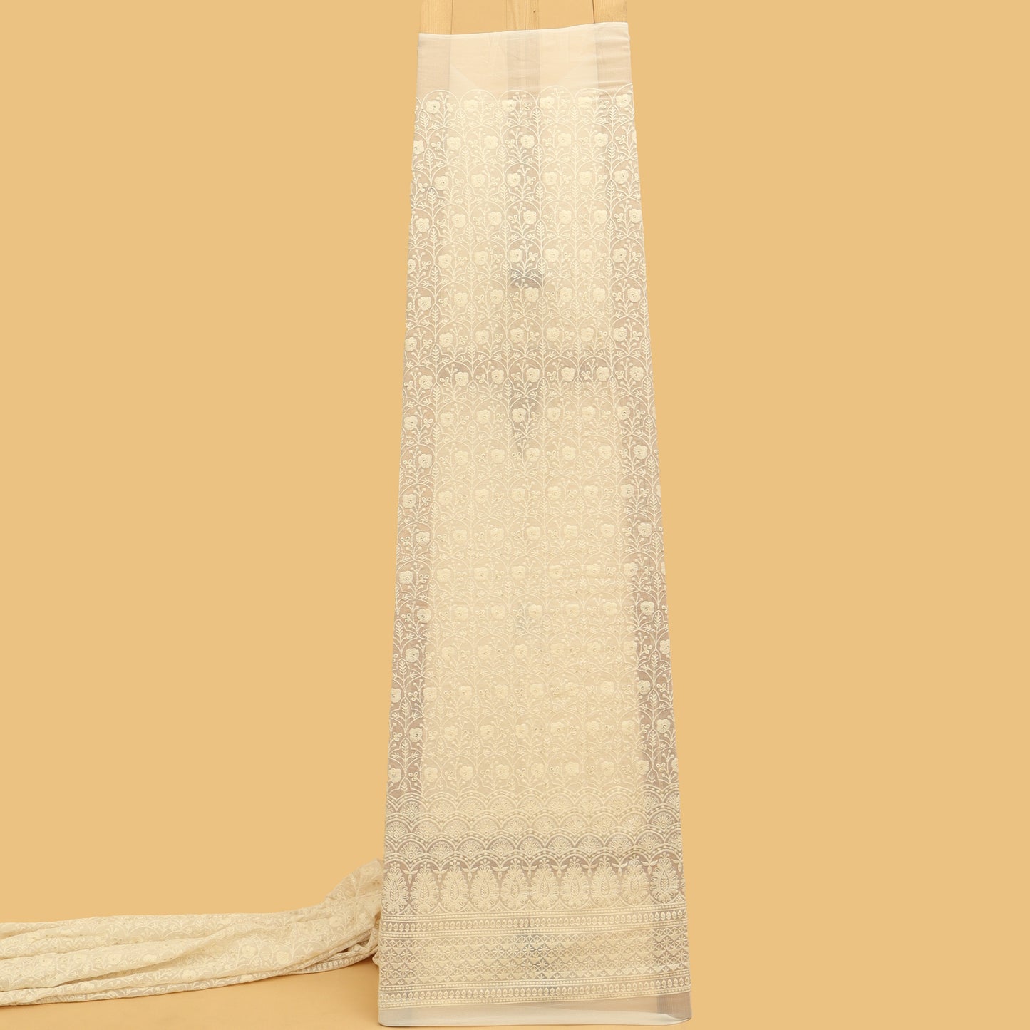 White Georgette Embroidery Fabric