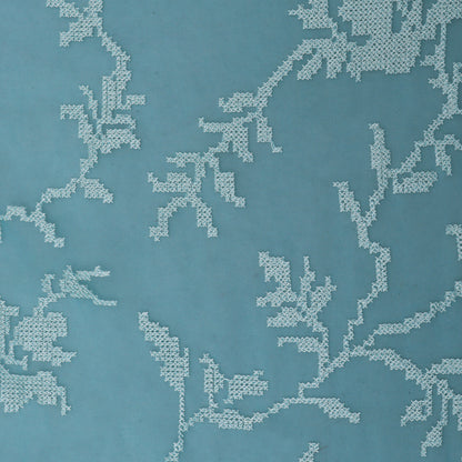 Sky Blue Color Organza Embroidery Fabric