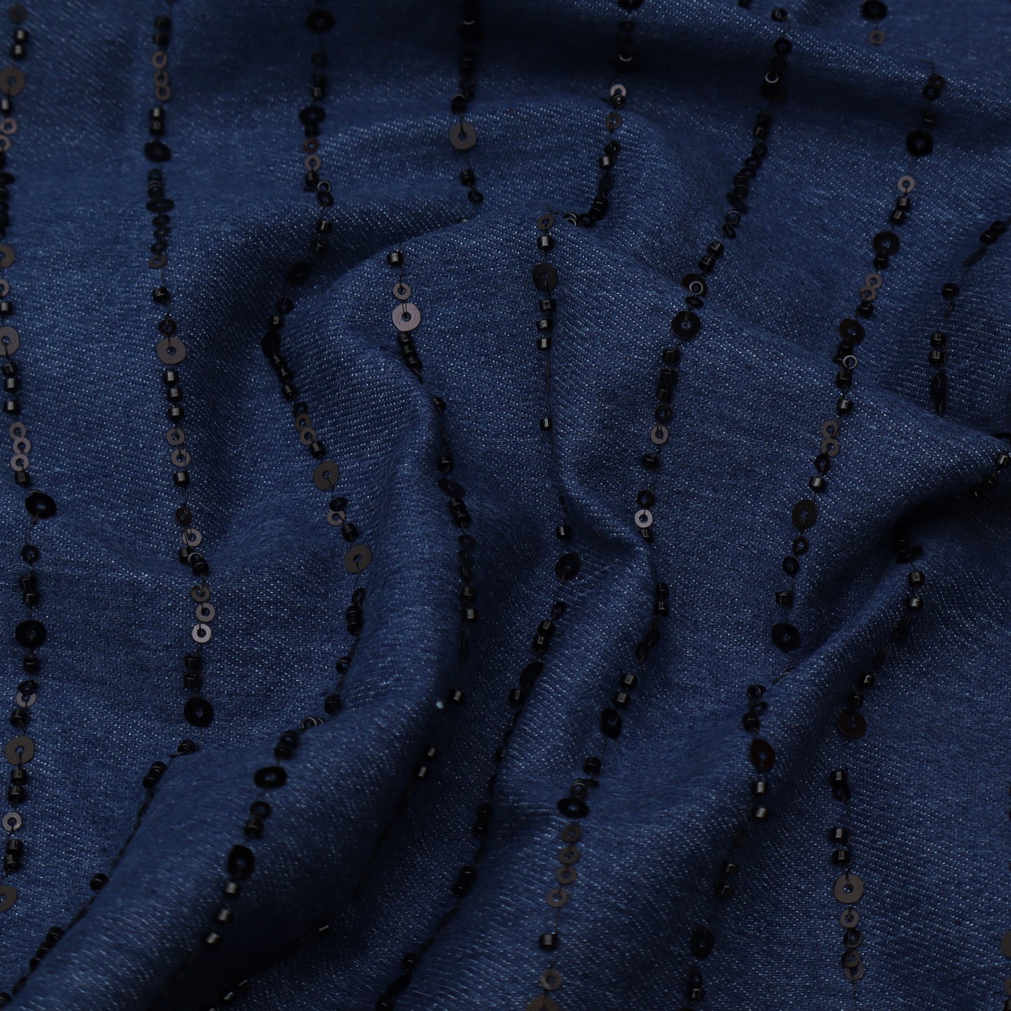 Blue Color Denim Embroidery Fabric