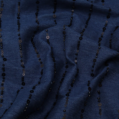 Blue Color Denim Embroidery Fabric