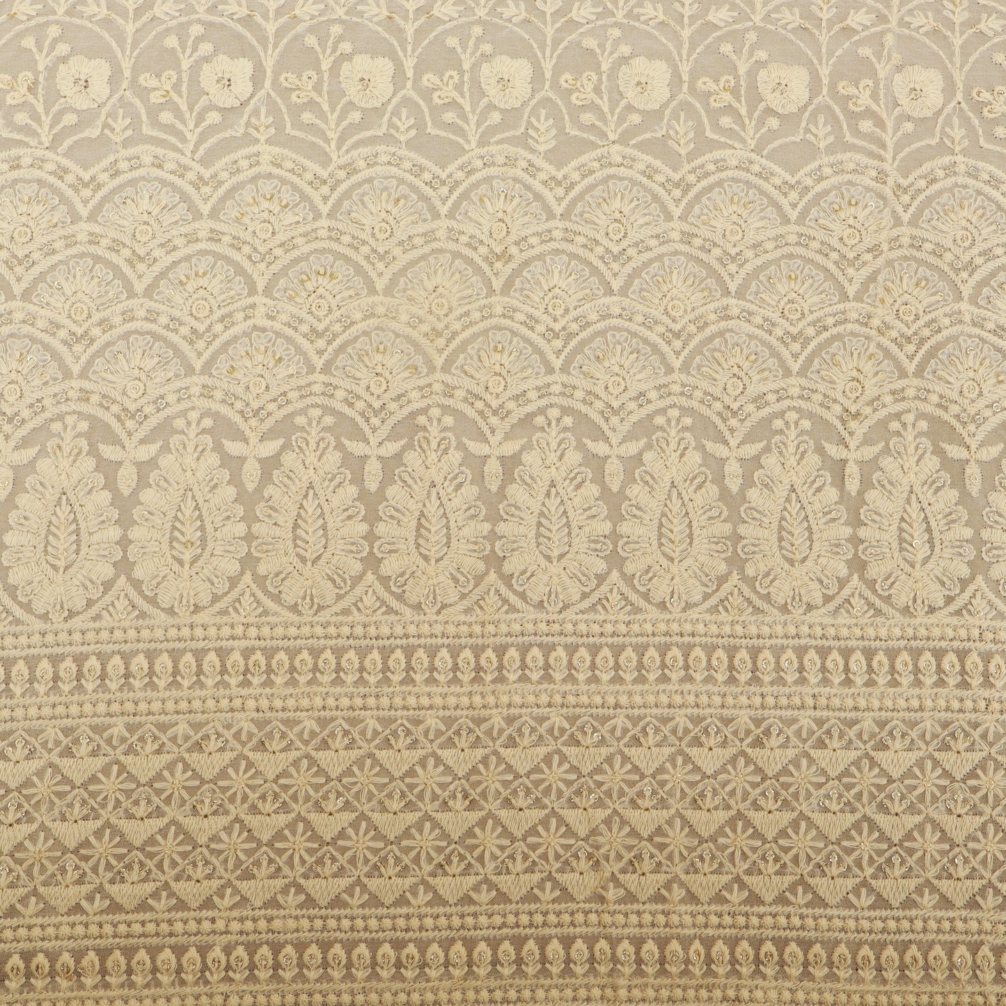 White Georgette Embroidery Fabric