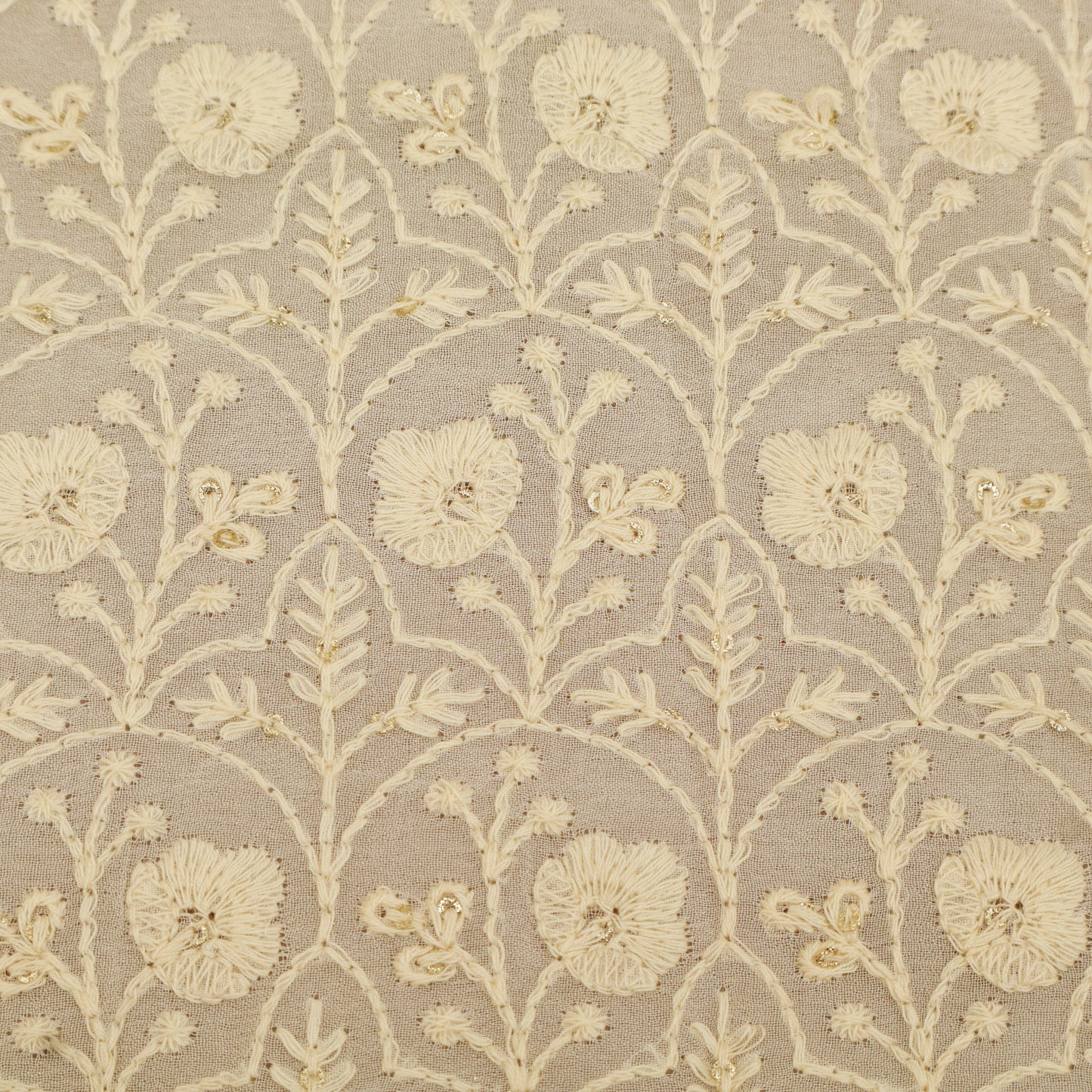 White Georgette Embroidery Fabric