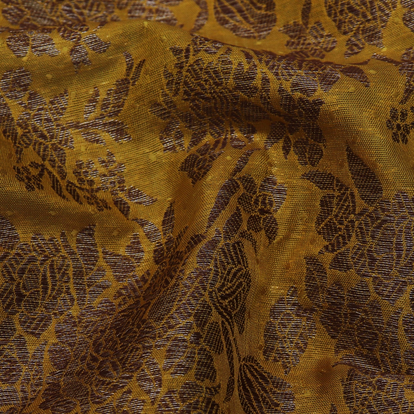 Yellow Color Antique Brocade Fabric