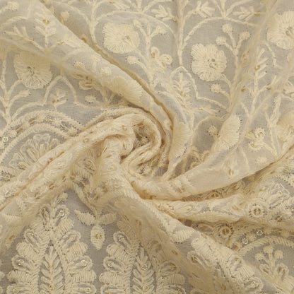 White Georgette Embroidery Fabric