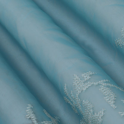 Sky Blue Color Organza Embroidery Fabric