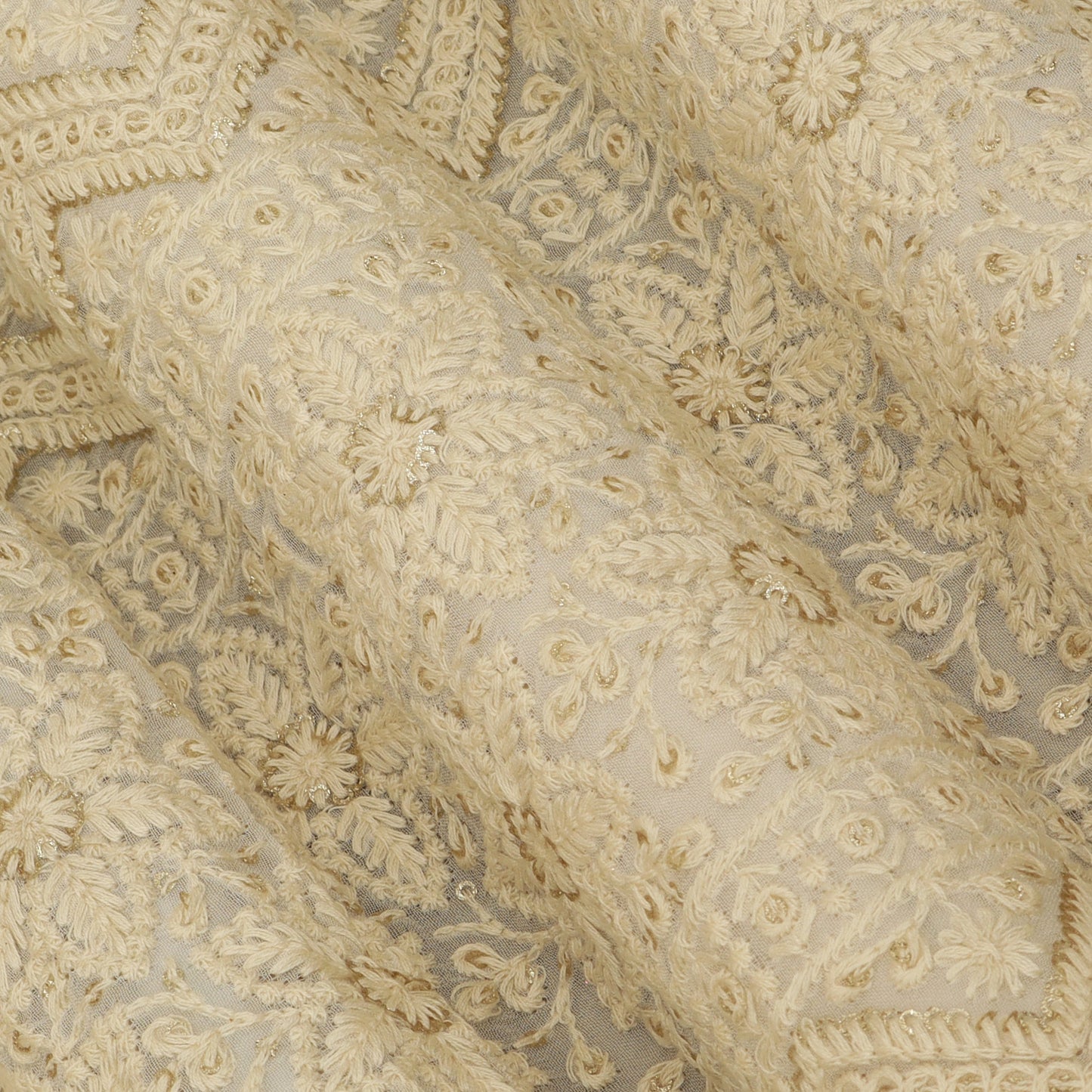 White Georgette Embroidery Fabric