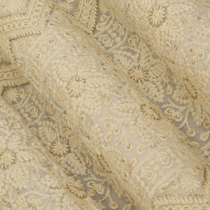 White Georgette Embroidery Fabric