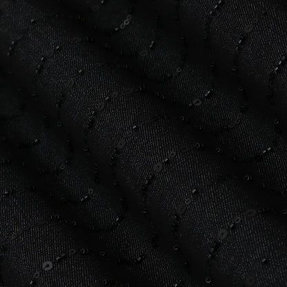 Black Color Denim Embroidery Fabric