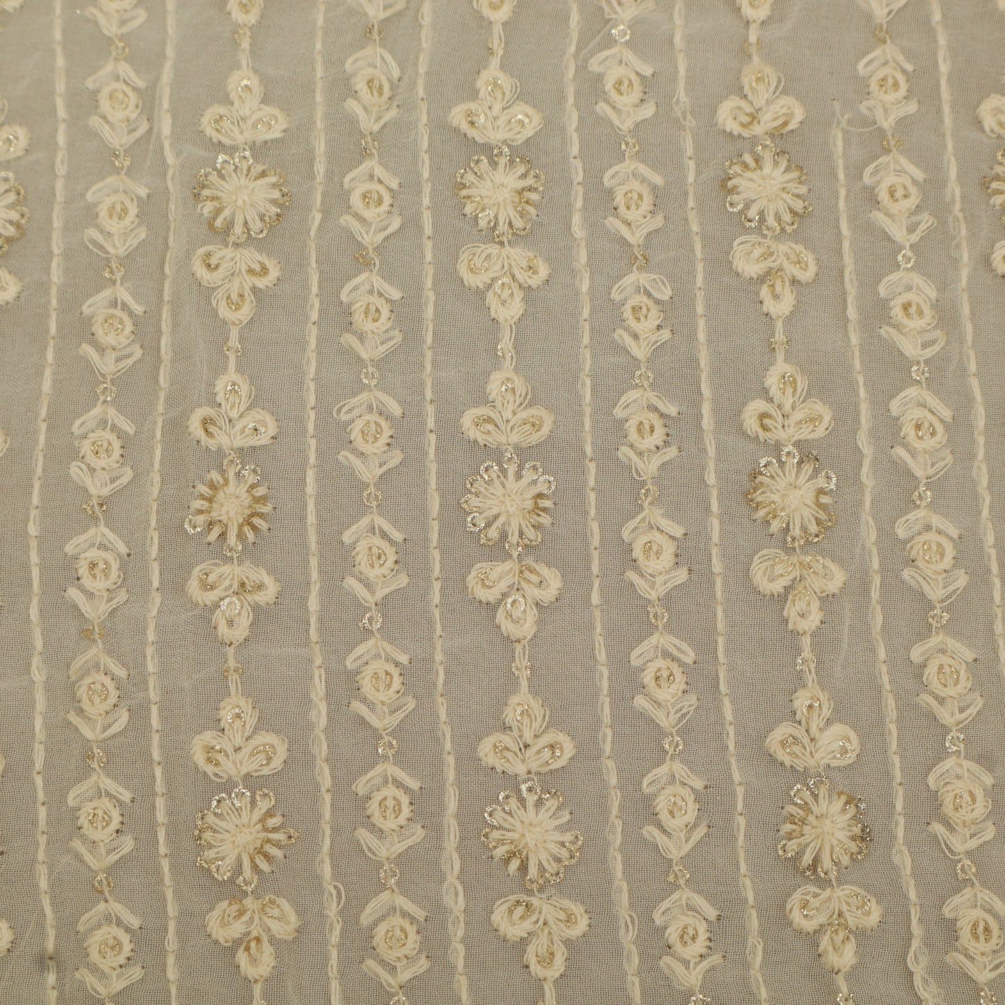 White Georgette Embroidery Fabric