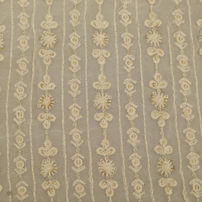 White Georgette Embroidery Fabric