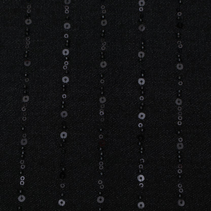 Black Color Denim Embroidery Fabric