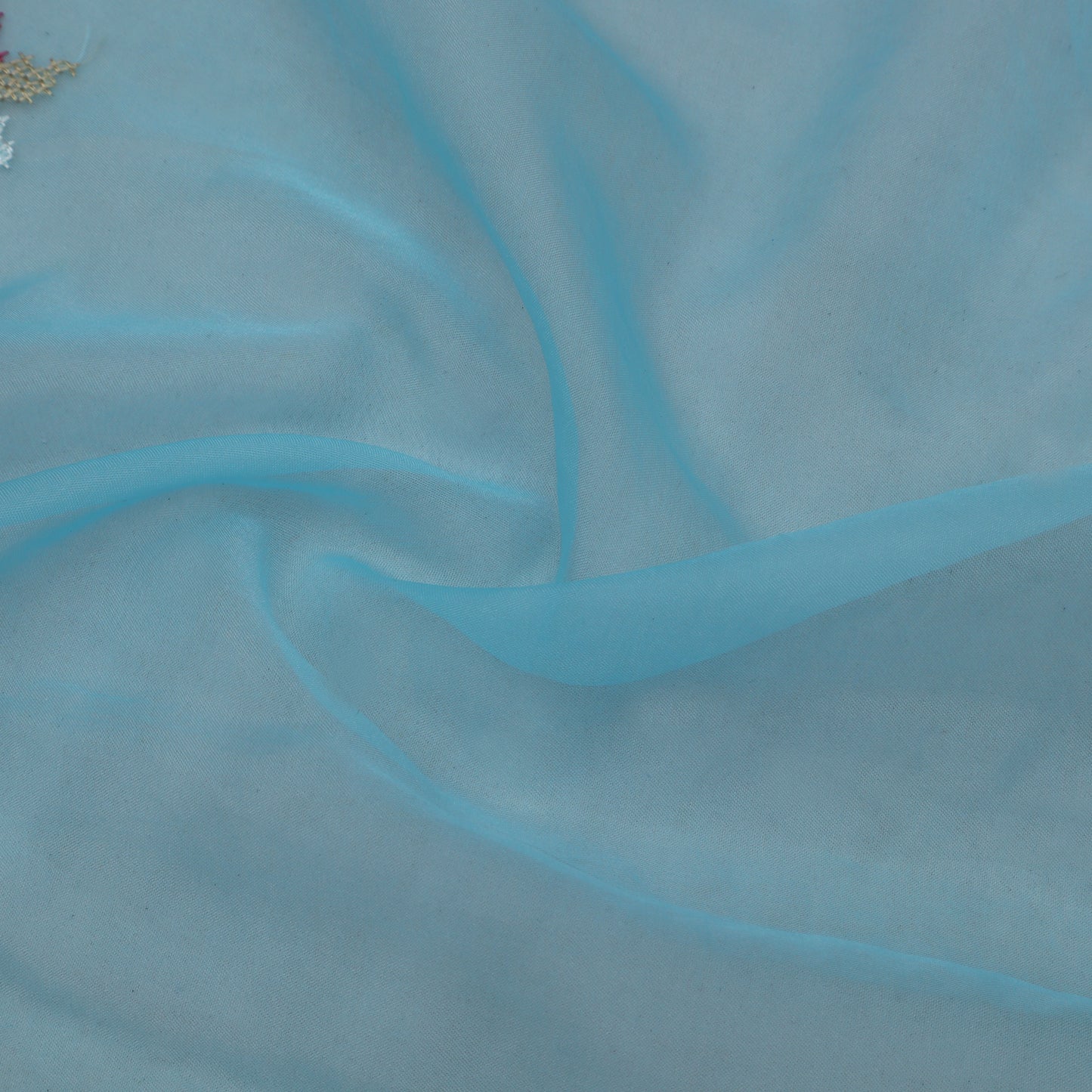 Sky Blue Color Organza Embroidery Fabric