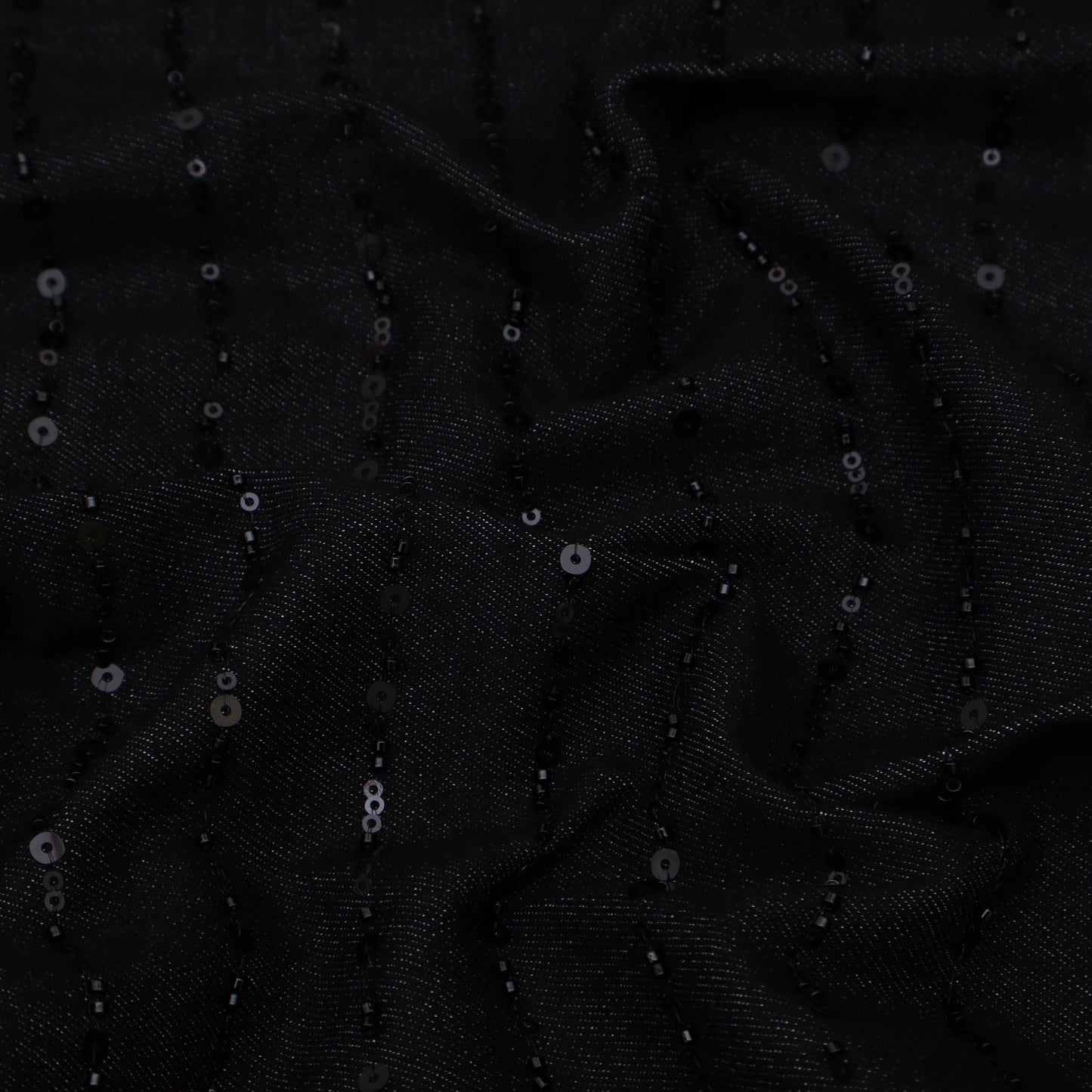 Black Color Denim Embroidery Fabric