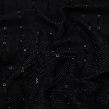 Black Color Denim Embroidery Fabric