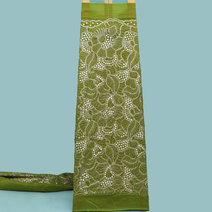 Green Color Tissue Embroidery fabric