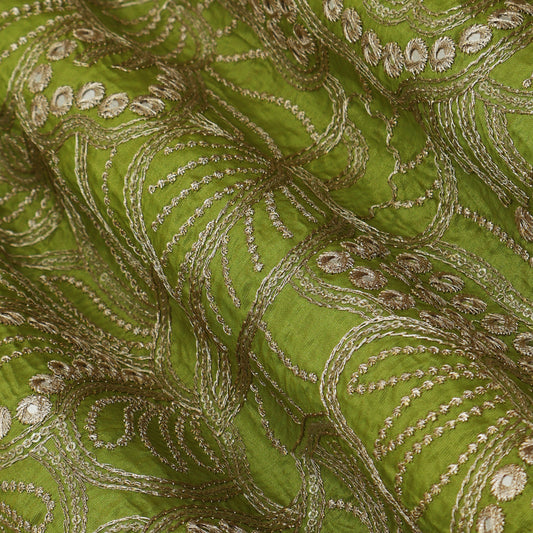 Green Color Tissue Embroidery fabric