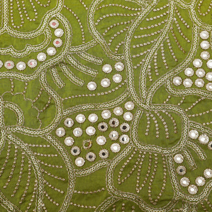 Green Color Tissue Embroidery fabric