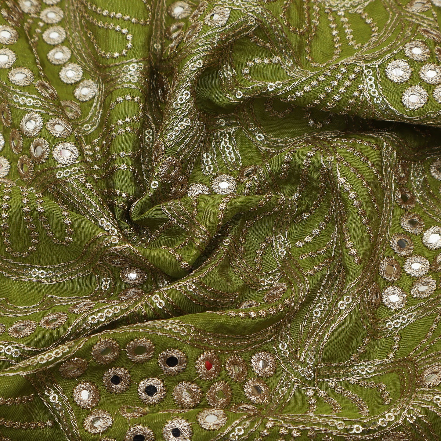 Green Color Tissue Embroidery fabric