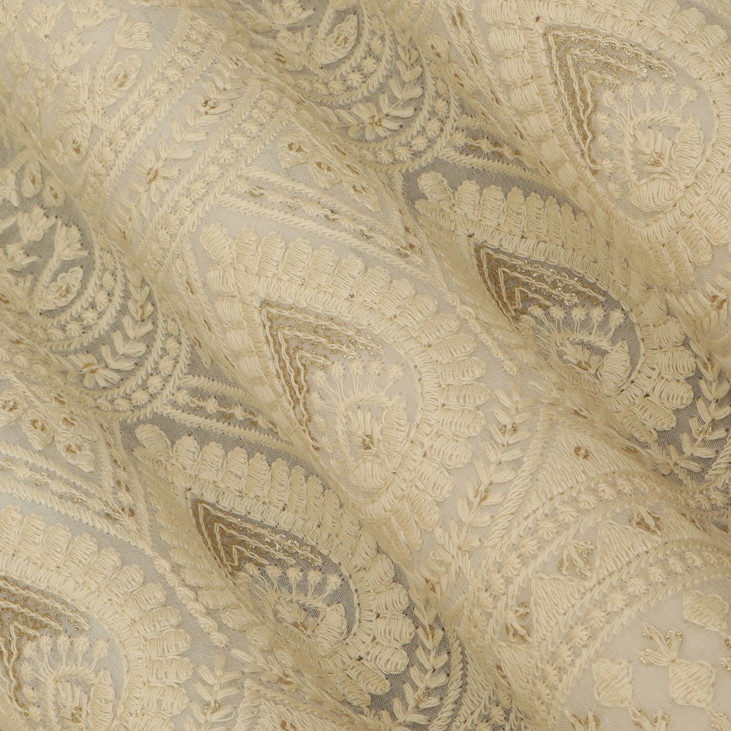 White Georgette Embroidery Fabric