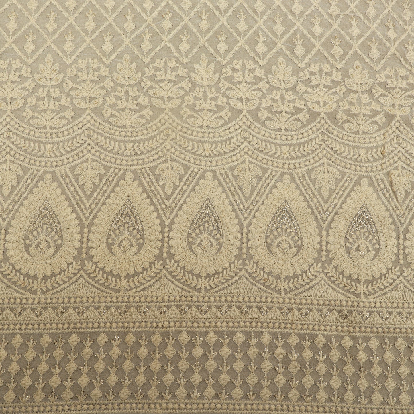 White Georgette Embroidery Fabric