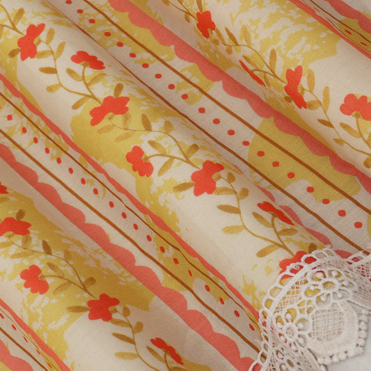 Cotton Printed Border Embroidery Fabric