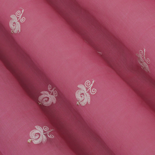 Pink Color Chanderi Booti Fabric