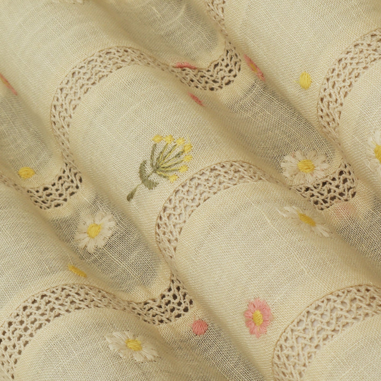 Cream Color Linen Stripe Fabric