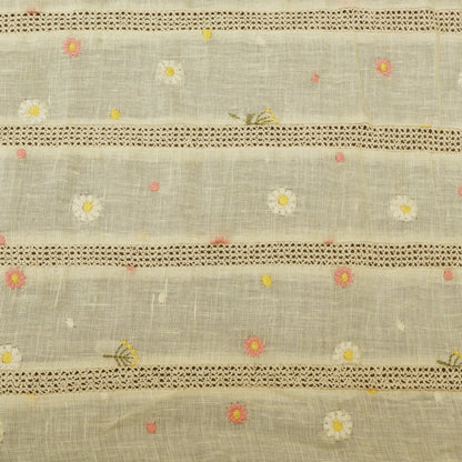 Cream Color Linen Stripe Fabric