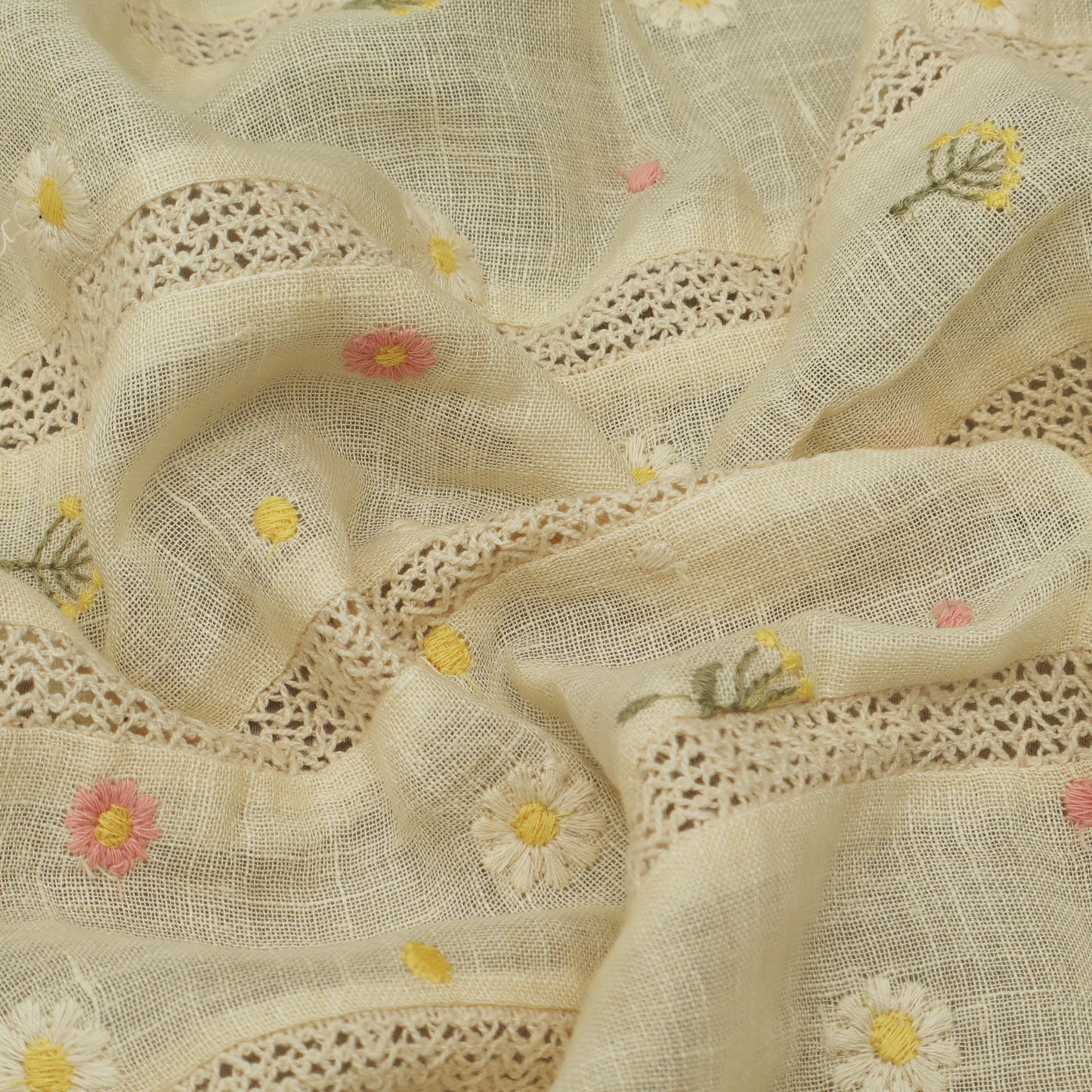 Cream Color Linen Stripe Fabric