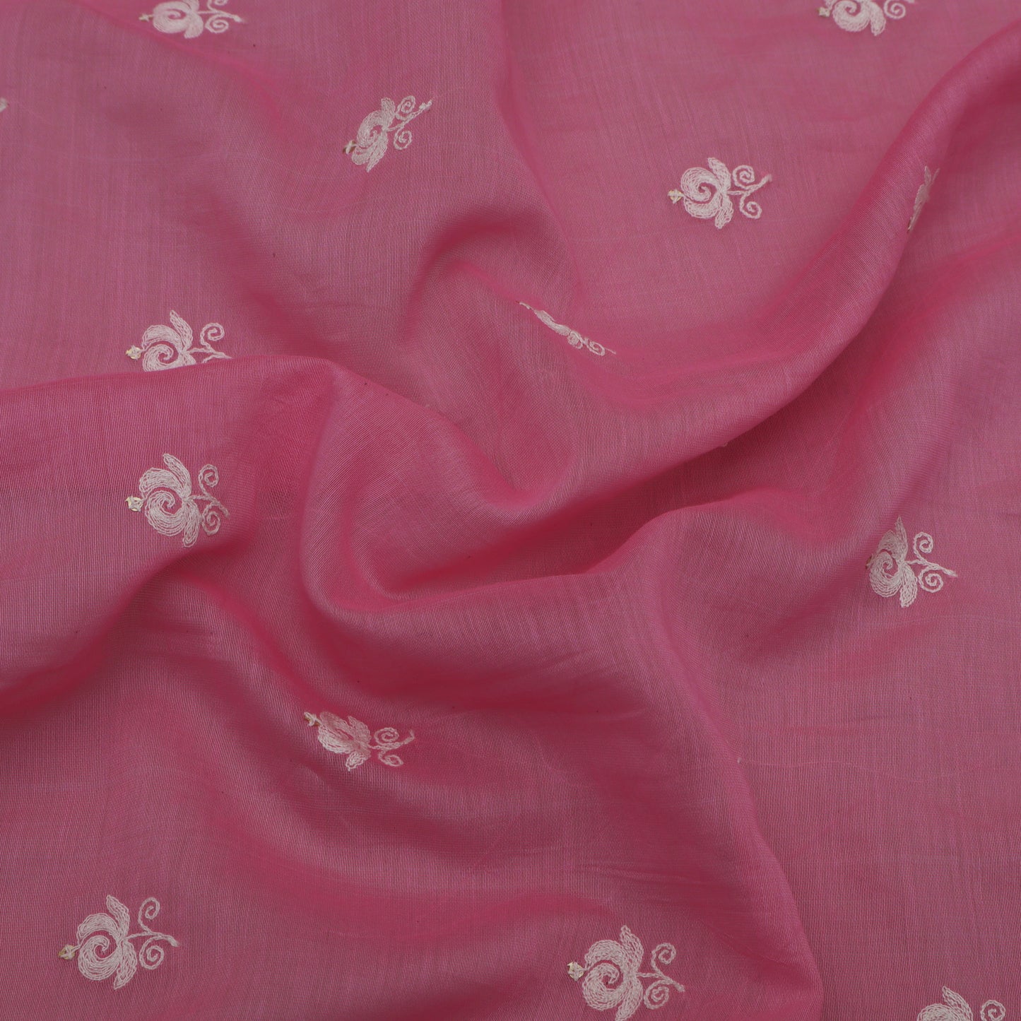 Pink Color Chanderi Booti Fabric