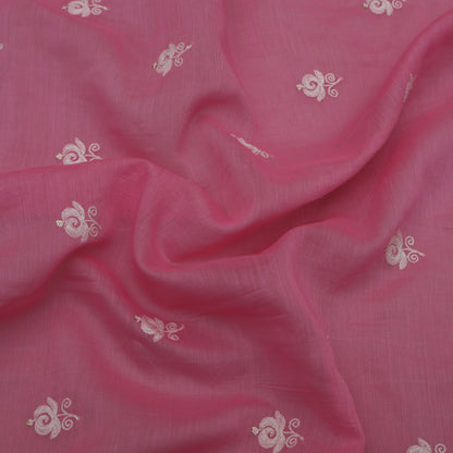 Pink Color Chanderi Booti Fabric