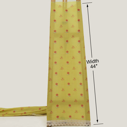 Yellow Color Cotton Printed Border Embroidery Fabric