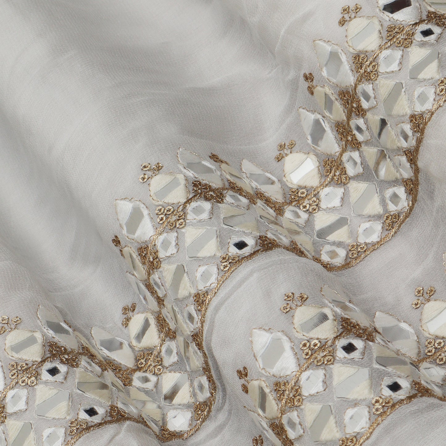 White Color Georgette Embroidery Fabric