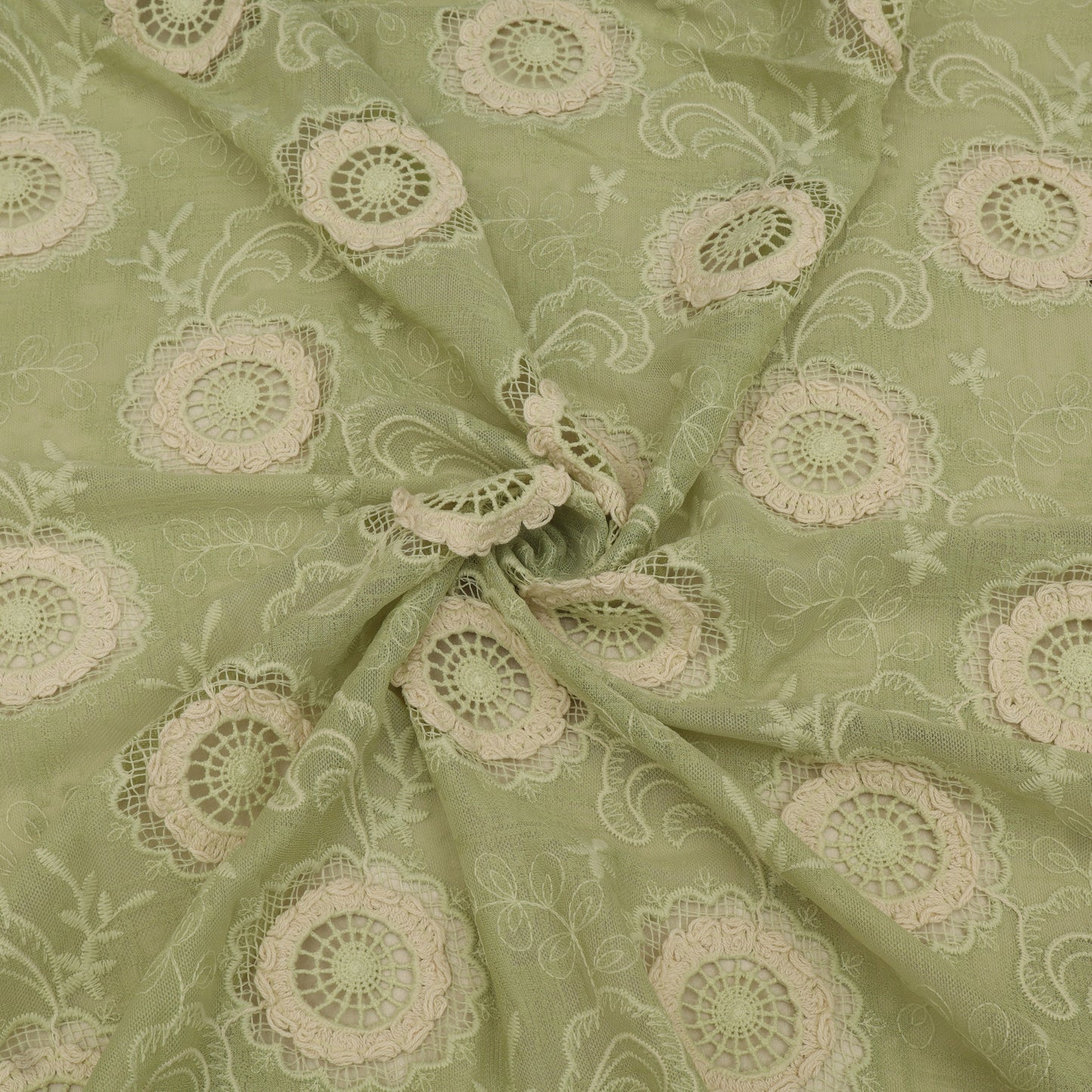 Net Lycra Embroidery Fabric